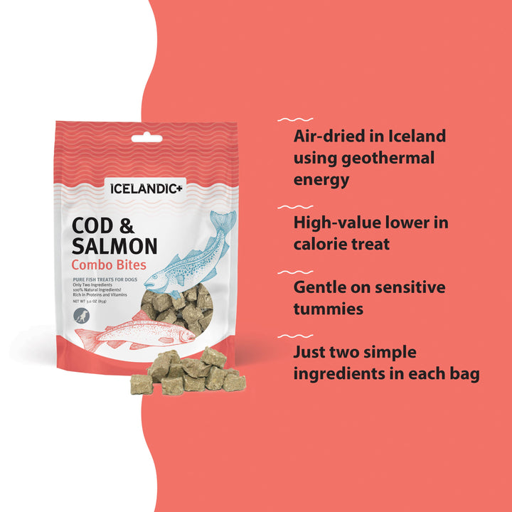 Icelandic+ Cod & Salmon Combo Bites Fish Dog Treat 3.0-oz