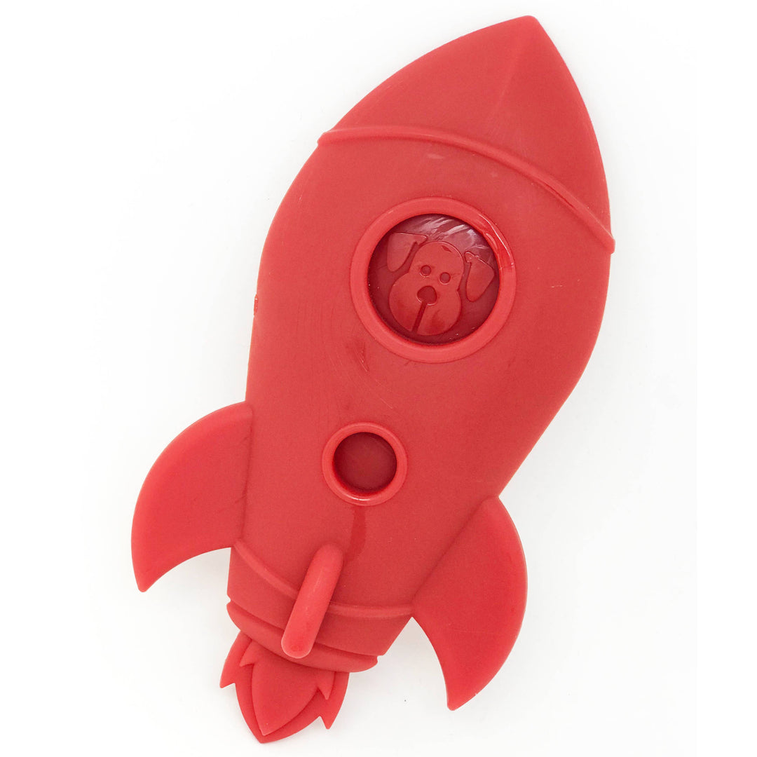 Durable Nylon Rocket Ship Chew Toy - Red