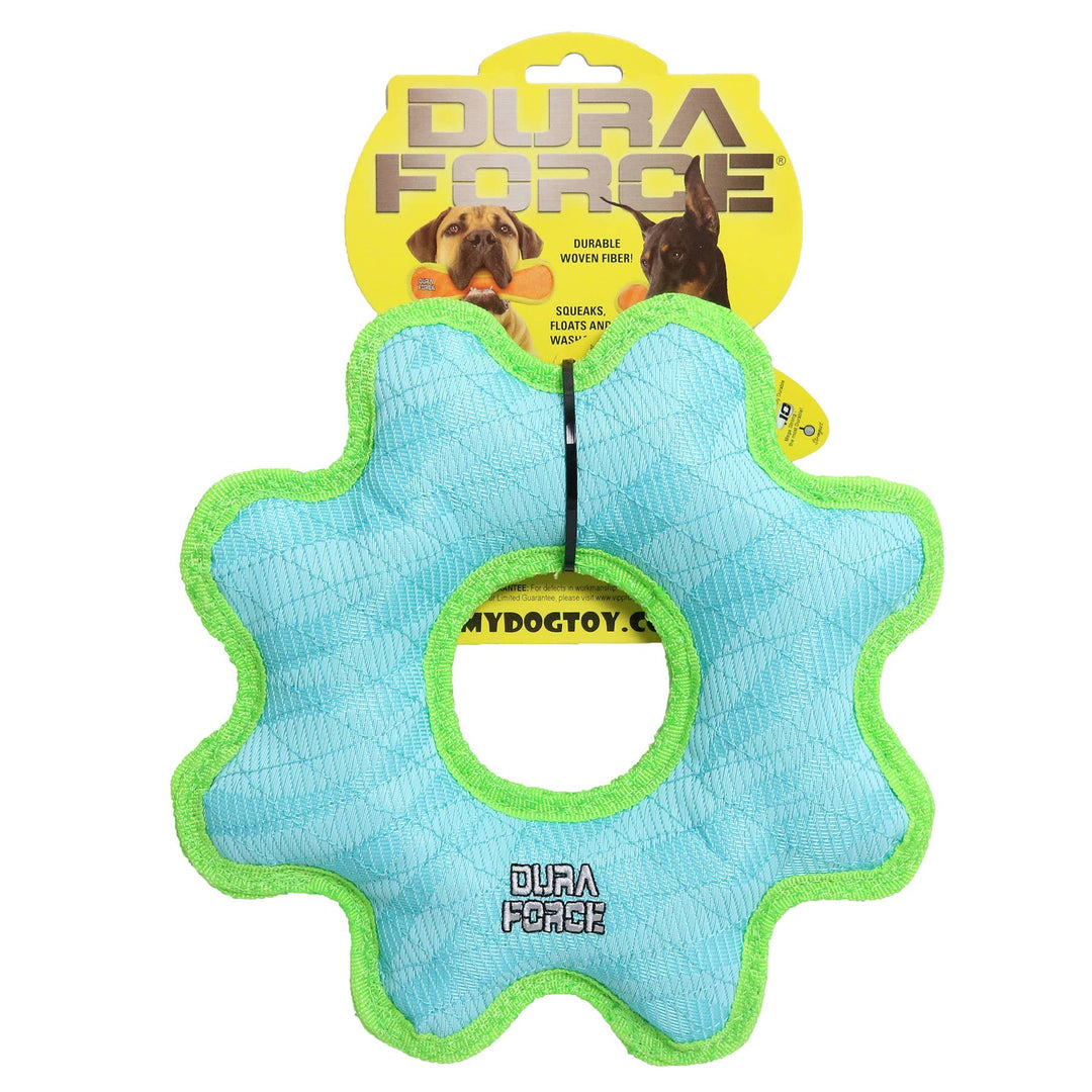 DuraForce Med Gear Ring - Blue, Durable, Squeaky Dog Toy