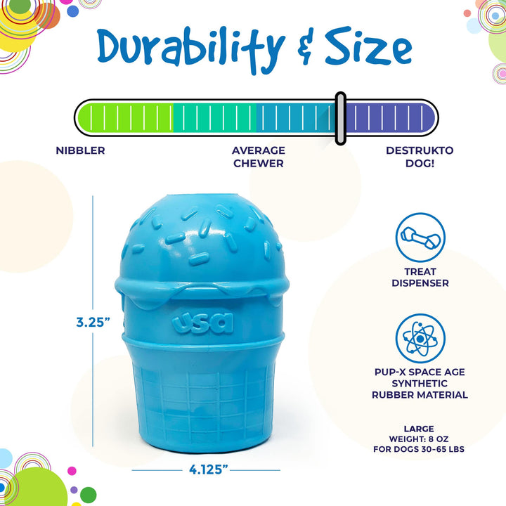 Blue Ice Cream Cone Rubber Chew Toy - L