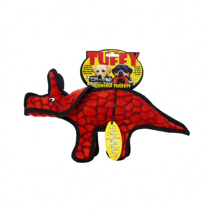 Tuffy Jr Dinosaur Triceratops, Durable, Squeaky Dog Toy
