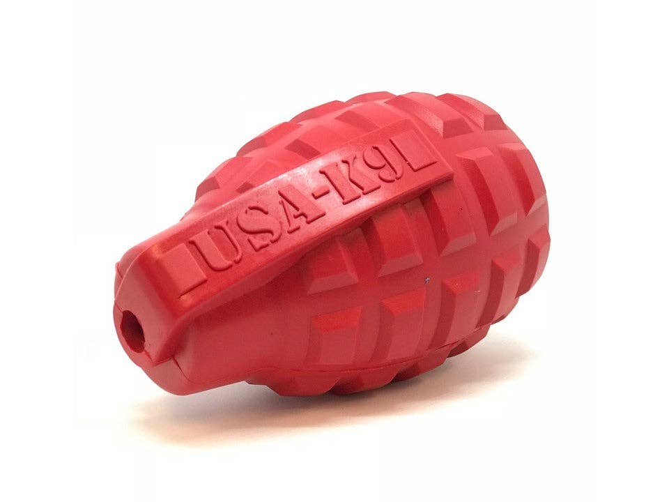 Grenade Shaped Durable Dog Chew Toy & Treat Dispenser - Large Army Green