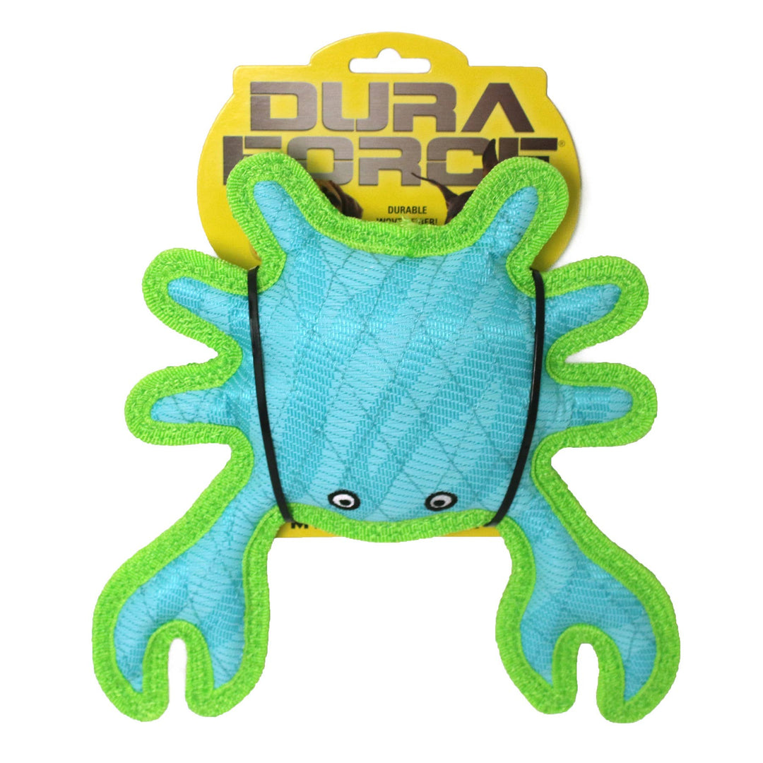 DuraForce Crab Tiger - Blue/Green, Squeaky Dog Toy