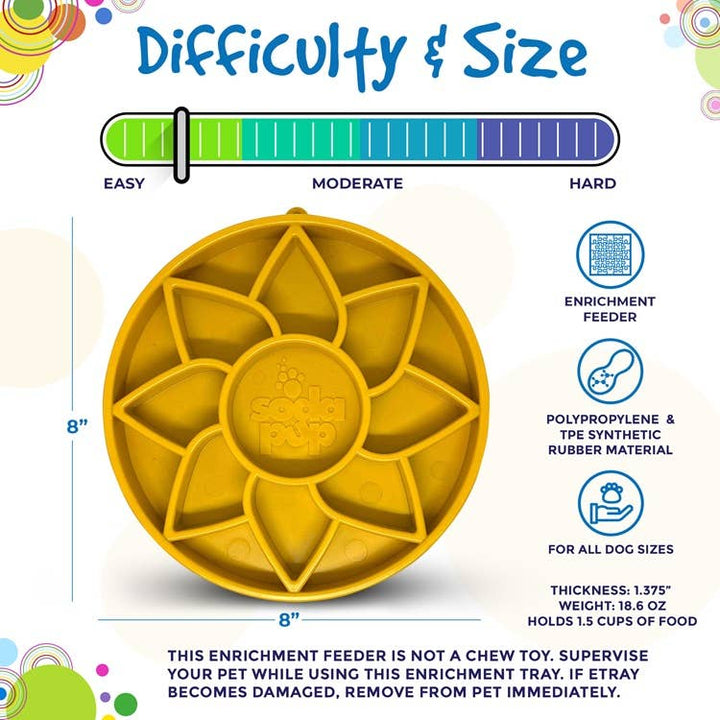 Sunflower Design eTray Enrichment Slow Feeder Tray for Dogs - Yellow