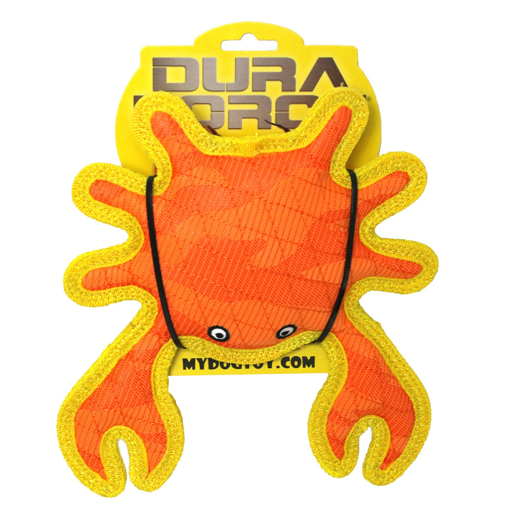 DuraForce Crab Tiger - Orange, Squeaky Dog Toy