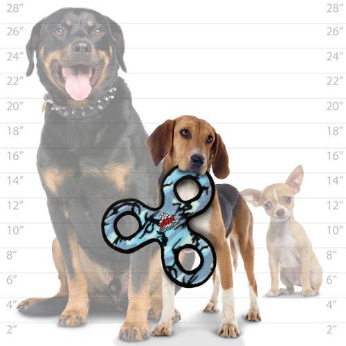 Tuffy Jr 3 WayTug - Camo Blue, Durable, Squeaky Dog Toy