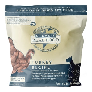 Steve's Real Food TURKEY Freeze Dried Nuggets Dog & Cat Food - 1.25LB
