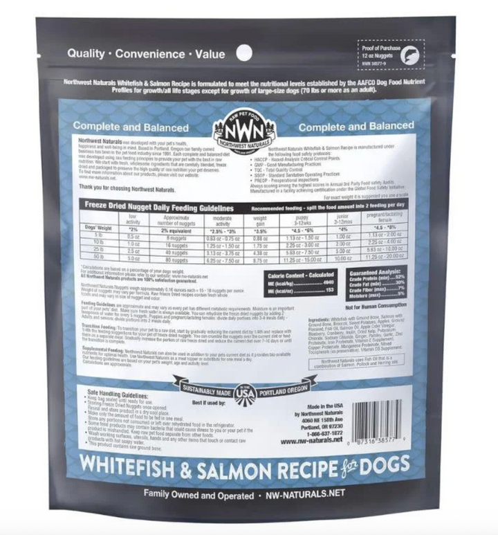 Northwest Naturals Freeze Dried Whitefish & Salmon Dog Food - 12 oz