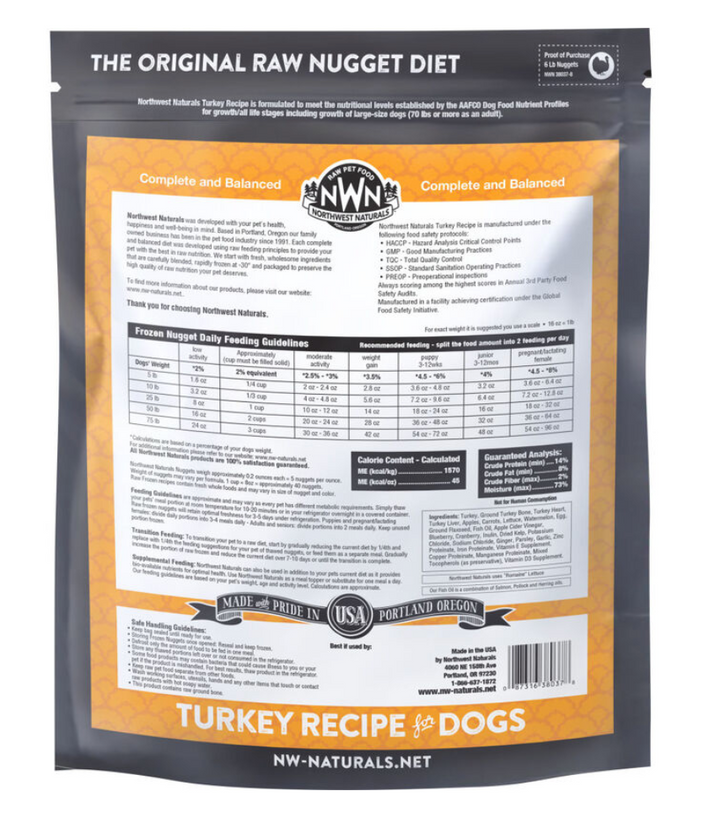 Northwest Naturals Dog Frozen Nuggets - TURKEY 6LBS