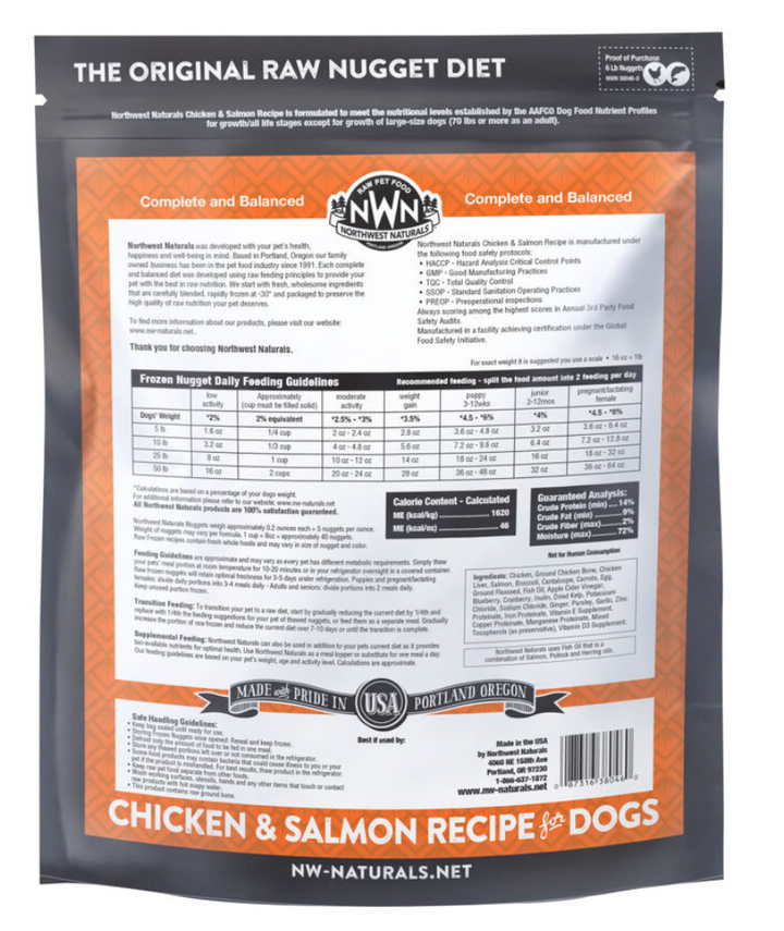 Northwest Naturals Dog Frozen Nuggets - CHICKEN & SALMON 6LBS