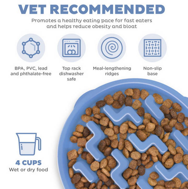 Outward Hound Fun Feeder Slo Bowl, Blue - Large