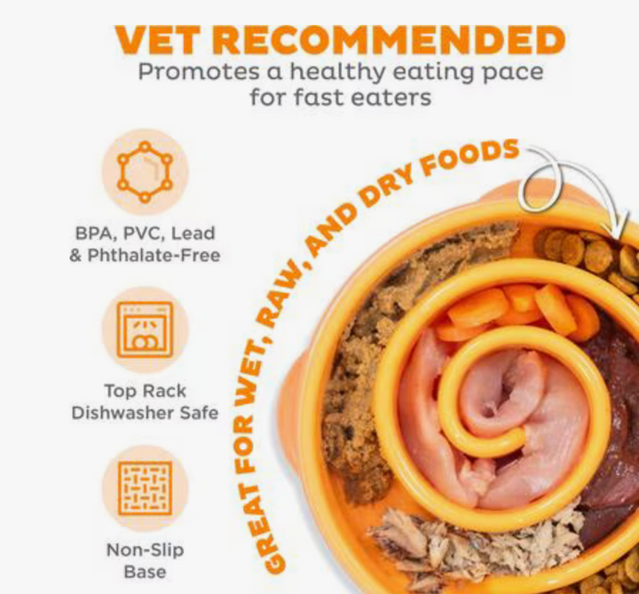 Outward Hound Fun Feeder Slo Bowl, Orange - Small