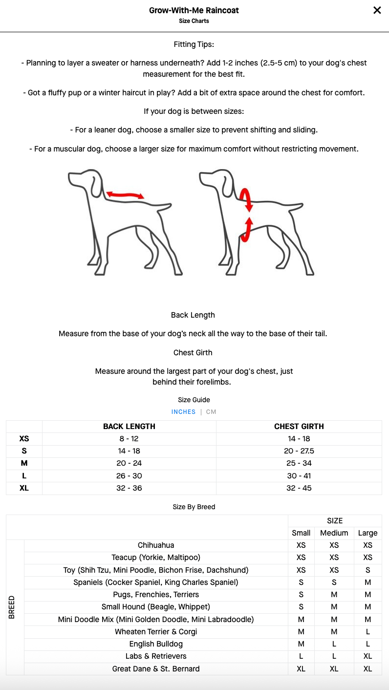 Grow-With-Me Dog Raincoat (Yellow)