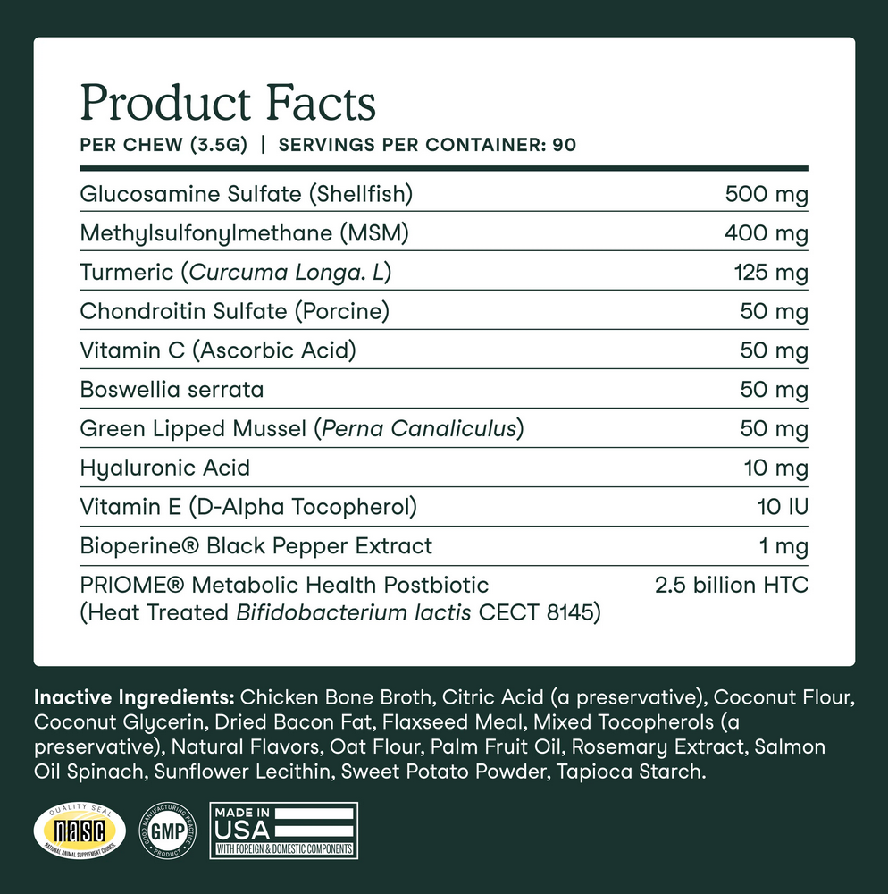 Hip + Joint Support Soft Chews for Dogs Pet Supplement