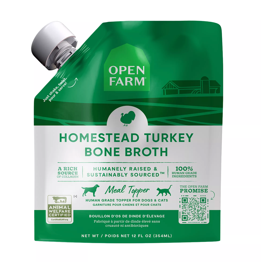 OPEN FARM DOG & CAT BONE BROTH TURKEY 12OZ - 6 PACK