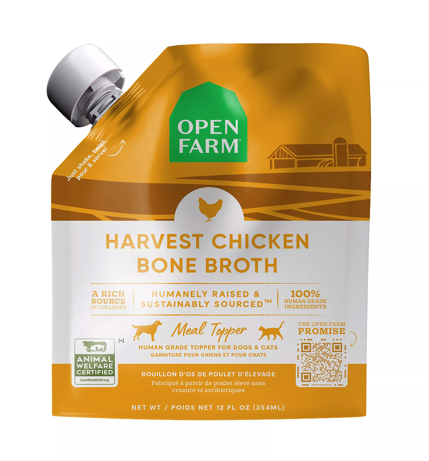 OPEN FARM DOG & CAT BONE BROTH CHICKEN 12OZ