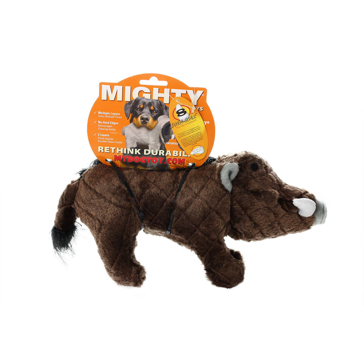 Mighty Safari Warthog - Brown, Plush, Squeaky Dog Toy