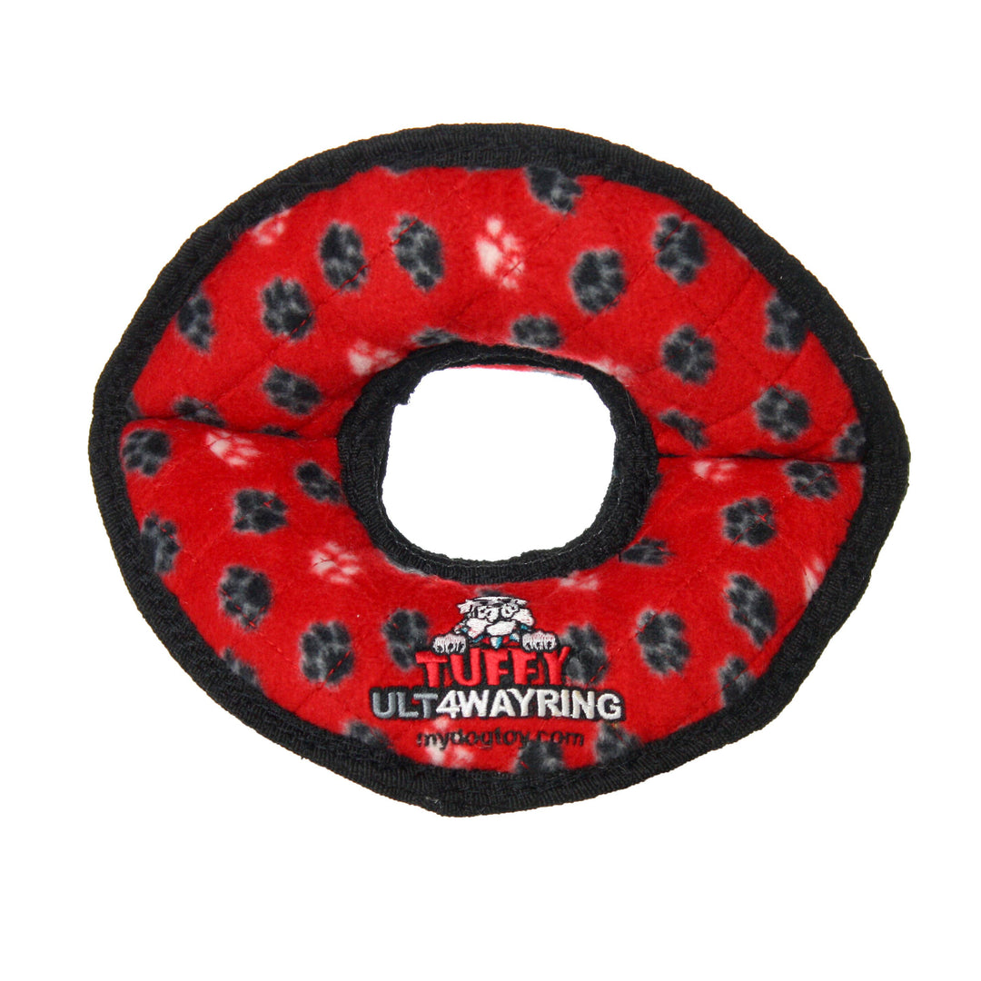 Tuffy Ultimate 4 Way Ring - Red Paw, Squeaky Dog Toy