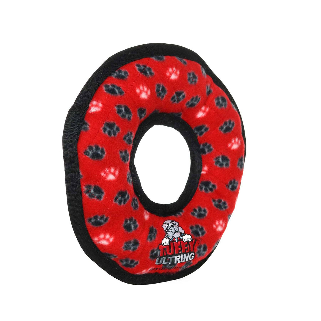 Tuffy Ultimate Ring - Red Paw, Squeaky Dog Toy