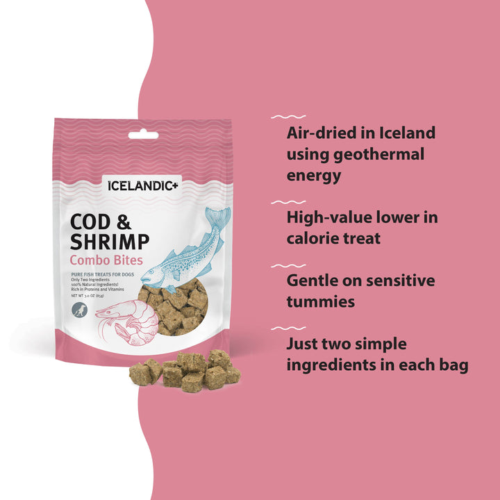 Icelandic+ Cod & Shrimp Combo Bites Fish Dog Treat 3.0-oz