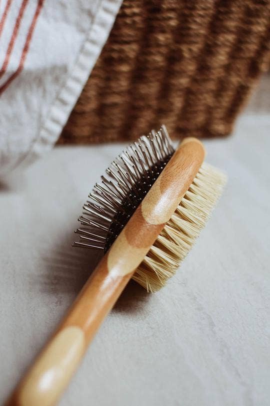 Bamboo Two-Sided Dog Brush