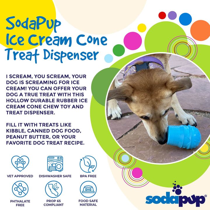 Blue Ice Cream Cone Rubber Chew Toy - L