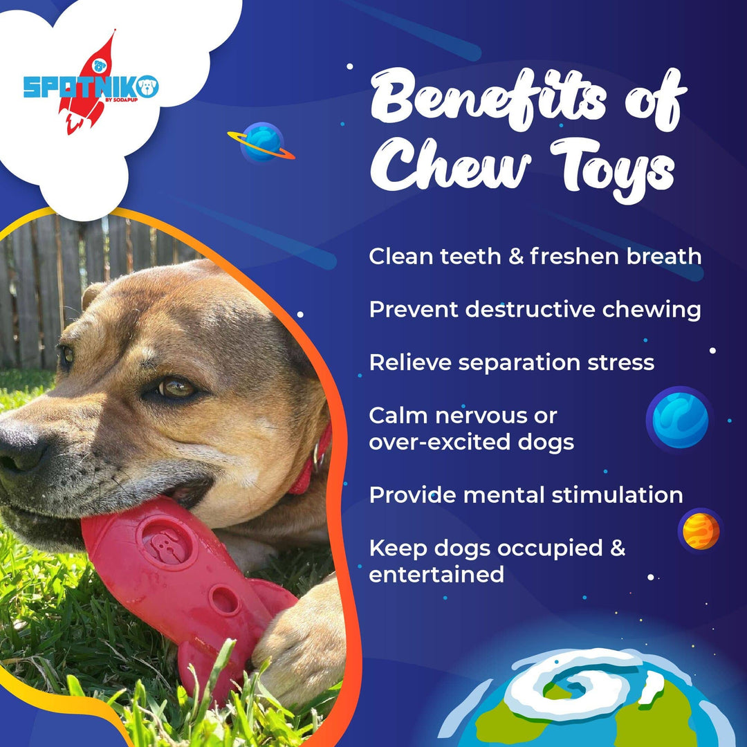 Durable Nylon Rocket Ship Chew Toy - Red