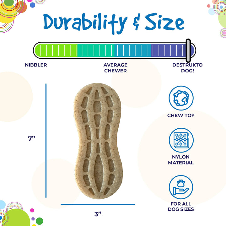 Nylon Peanut Chew Toy - Medium/Large - Brown