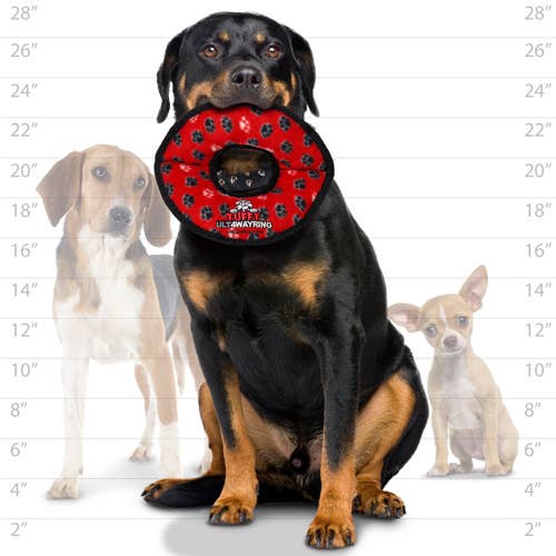 Tuffy Ultimate 4 Way Ring - Red Paw, Squeaky Dog Toy