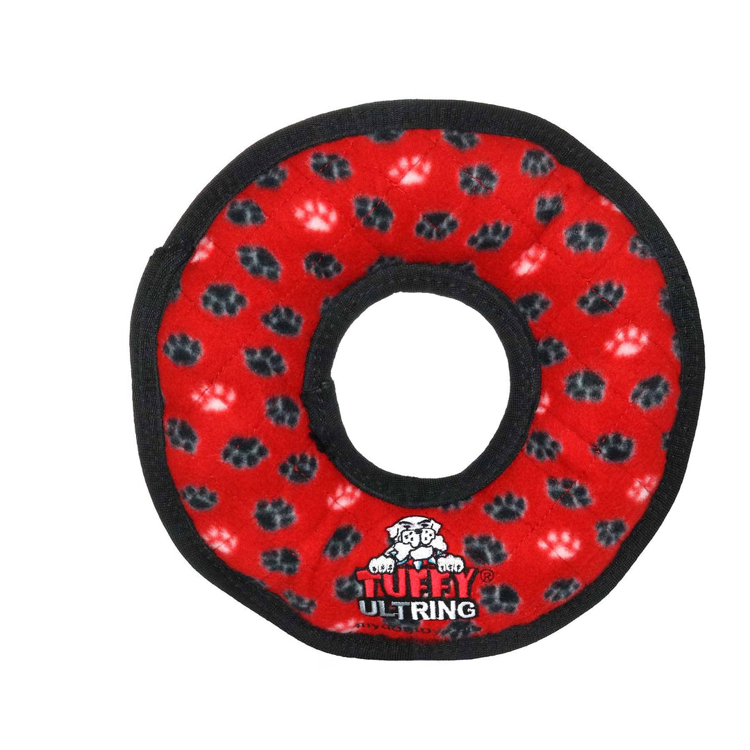 Tuffy Ultimate Ring - Red Paw, Squeaky Dog Toy